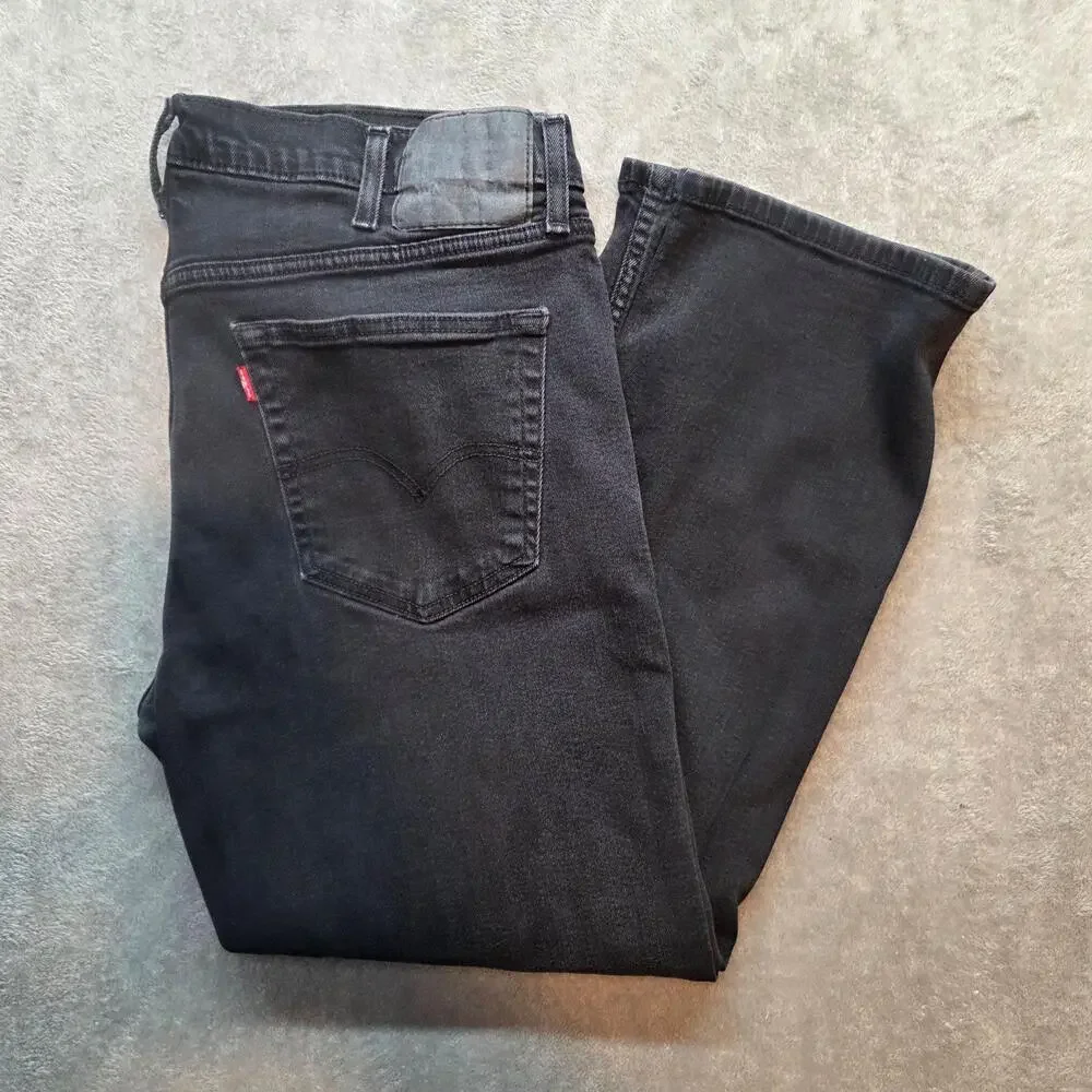 Levi's Jeans Mens 38x30 Black Dark Wash Regular Fit Straight Leg Denim